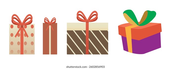 Gift box with ribbon icons Set. Vector illustration Eps 10