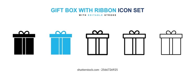 Gift box with ribbon icons vector collection pack.