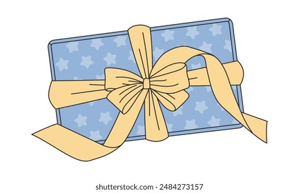 gift box with ribbon isolated object Flat illustration.