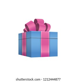 Gift box with ribbon isolated on white background. Vector illustration, 3d style.