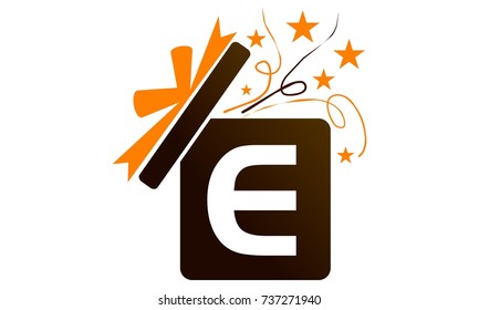Gift Box Ribbon Letter E