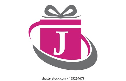 Gift Box Ribbon Letter J