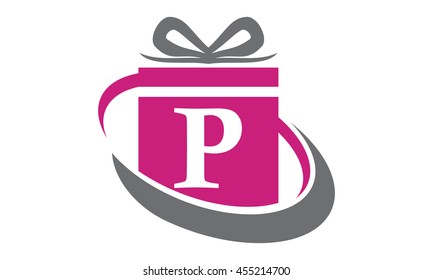 Gift Box Ribbon Letter P