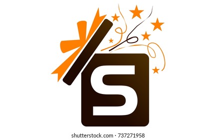 Gift Box Ribbon Letter S