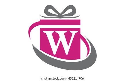 Gift Box Ribbon Letter W