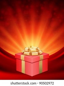 Gift box with ribbon and light. Vector background eps 10.