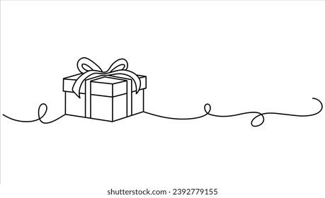 gift box with ribbon line art vector