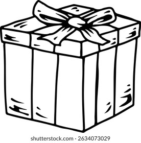 Gift box with ribbon line art