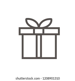 Gift box with ribbon line icon, outline vector sign, linear style pictogram isolated on white. Symbol, logo illustration. Editable stroke. Pixel perfect