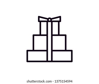 Gift box with ribbon line icon, outline vector sign, linear style pictogram isolated on white. Symbol, logo illustration.