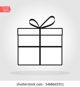 Gift box with ribbon line icon, outline vector sign, linear style pictogram isolated on white. Symbol, logo illustration. Editable stroke. Pixel perfect