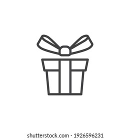 Gift box with ribbon line icon. linear style sign for mobile concept and web design. Gift box outline vector icon. Symbol, logo illustration. Vector graphics
