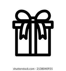 	
Gift box with ribbon line icon. Present outline sign. Birthday gift linear style symbol. Editable stroke. Vector illustration