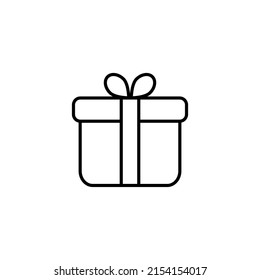 Gift box with ribbon line icon, outline vector sign, linear style pictogram isolated on white. Symbol, logo illustration. Editable stroke. Pixel perfect