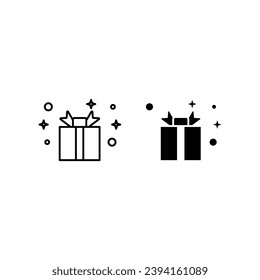 
Gift box with ribbon line icon. Linear style pictogram and black fill, isolated on white. Isolated on white background,editable. Vector illustration
