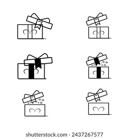 Gift box with ribbon line icon, outline vector sign, linear style pictogram isolated on white. Symbol, logo illustration. Editable stroke. Pixel perfect
