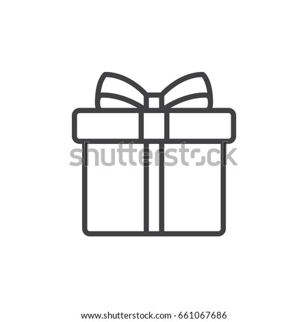 Gift box with ribbon line icon, outline vector sign, linear style pictogram isolated on white. Symbol, logo illustration. Editable stroke. Pixel perfect