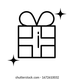 gift box with ribbon , line style icon vector illustration design