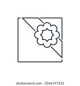 Caixa de presente com fita. Uma surpresa agradável. Ícone de ilustração linear de vetor isolado no plano de fundo branco.