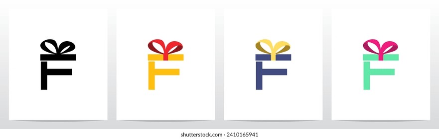 Gift Box With Ribbon On Top Letter Logo Design F