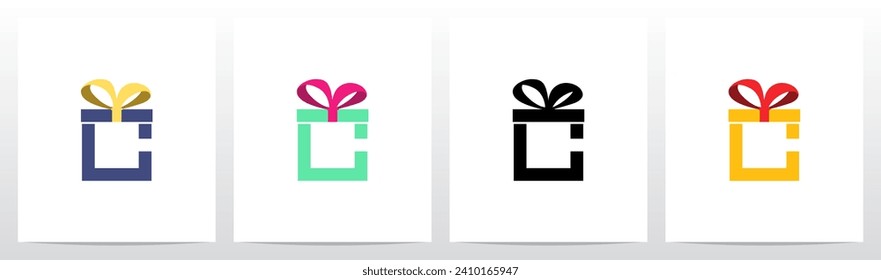 Gift Box With Ribbon On Top Letter Logo Design C