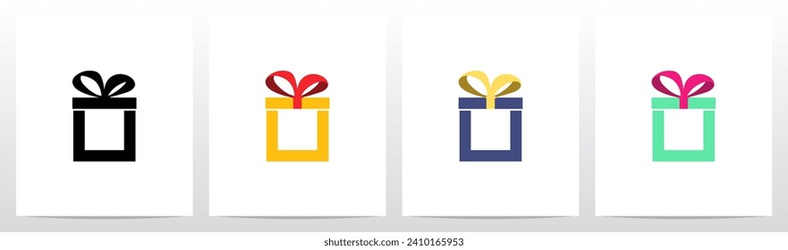 Casilla De Regalo Con Cinta En La Letra Superior Diseño De Logotipo O