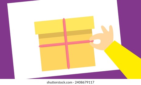 Gift box with a ribbon on a white background. Vector illustration