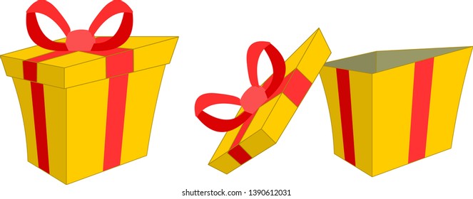 gift box with ribbon - open and closed