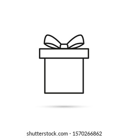 Gift box with ribbon outline vector icon. Isolate on white background
