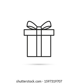 Gift box with ribbon outline vector icon. Isolate on white background