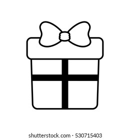 gift box with ribbon outline vector illustration eps 10