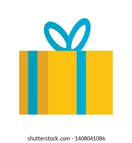Gift box with ribbon. Present. Icon. Surprise. White background. Vector illustration. EPS 10.