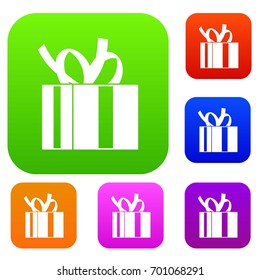 Gift box with ribbon set icon in different colors isolated vector illustration. Premium collection