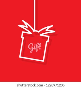 Gift box and ribbon with shadow, copy space for text, Vector illustration.