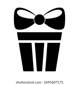 Gift Box with Ribbon Silhouette Vector Illustration. Perfect for holiday designs, celebration graphics, packaging icons, greeting cards and festive decorations.