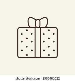 Gift box with ribbon thin line icon. Concept of celebration, party. Vector illustration symbol elements for web design and apps.