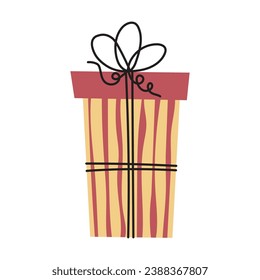 Gift box with ribbon vector cartoon icon. Vector illustration for sticker, icon, printable,logo.