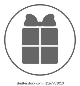 Gift box with ribbon. Vector icon.