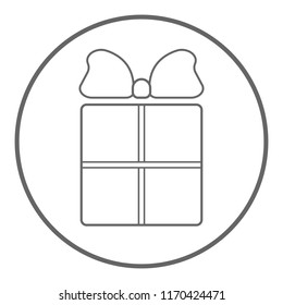 Gift box with ribbon. Vector icon.