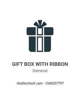 Gift box with ribbon vector icon on white background. Flat vector gift box with ribbon icon symbol sign from modern general collection for mobile concept and web apps design.