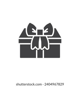 Gift box with ribbon box vector icon. filled flat sign for mobile concept and web design. Rectangular Gift Box glyph icon. Surprise present symbol, logo illustration. Vector graphics