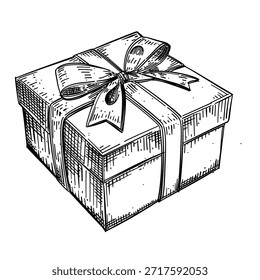 Geschenkbox Band Vektor Linie Kunst handgezeichnet Illustration