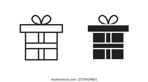 Gift box with ribbon vector web icons set