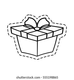 gift box ribbon wrapped cut line vector illustration eps 10