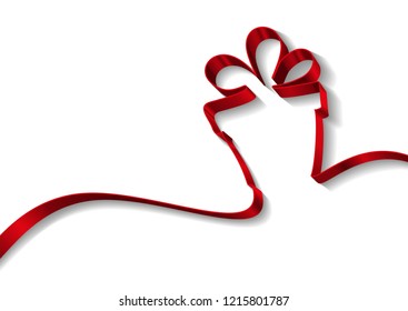 gift box from ribbons isolated on white background vector illustration, birthday holiday symbol, Christmas