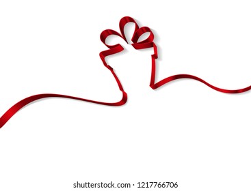 gift box from ribbons isolated on white background vector illustration, birthday holiday symbol, Christmas