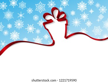 gift box from ribbons isolated on white background vector illustration, birthday holiday symbol, Christmas