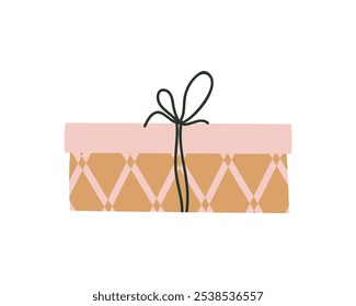 Uma caixa de presente com fitas.Um presente para o ano novo, aniversário, feriado, parabéns..Ilustração vetorial.