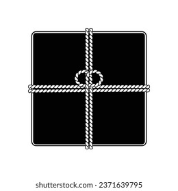 Caja de regalo con Silueta de Rope. Elementos de diseño de iconos blancos y negros sobre fondo blanco aislado