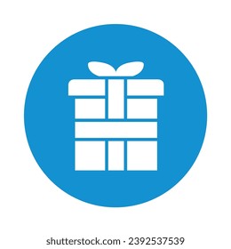 Gift Box Round Icon Vector Illustration Isolated on Transparent Background. Use for Xmas, Decoration, Greeting Card Etc.